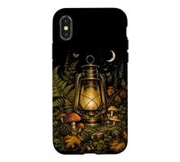 Custodia per iPhone X/XS Vintage Foresta Lanterna Autunno Campeggio Natura Boschi For