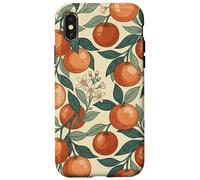 Custodia per iPhone X/XS Vintage Orange Fruit and Blossom Botanical Pattern