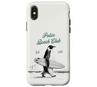 Custodia per iPhone X/XS Vintage Polar Beach-Club Pinguino Surfer