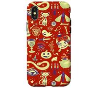 Custodia per iPhone X/XS Vintage Witchy Halloween Pattern Boho Spooky Tarocchi Design