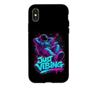 Custodia per iPhone X/XS Viola e Teal Astronaut Just Vibing Graphic per gli uomini