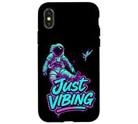 Custodia per iPhone X/XS Viola e Teal Astronaut Just Vibing Graphic per gli uomini