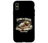 Custodia per iPhone X/XS "Vivere il sogno (Invia aiuto)", Divertente burnout in