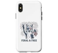 Custodia per iPhone X/XS Volpe selvaggia e libera divertente patriottica 4 luglio Fox