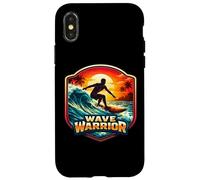 Custodia per iPhone X/XS Wave Warrior Surfer Citazione Amante Surf Board Ocean Fun