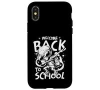 Custodia per iPhone X/XS Welcome Back To School Alien Dab Illustration Cool Student