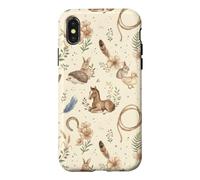 Custodia per iPhone X/XS Western Cottagecore Agnello Puledro Coniglio Ferro di Cavallo Acquerello