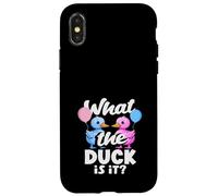 Custodia per iPhone X/XS What the Duck Is It Funny Gender Reveal Pun Palloncini