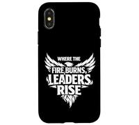 Custodia per iPhone X/XS Where the Fire Burns Leaders Rise Scouting Campfire Camping