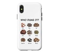 Custodia per iPhone X/XS Who Dung It? Funny Animal Droppings Nature Diagram Detective