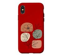 Custodia per iPhone X/XS Wildflower Line Art Abstract Botanical Mid Century