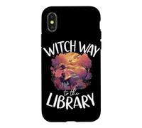 Custodia per iPhone X/XS Witch Way to the Library Libro spettrale di Halloween Witch Lover