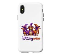 Custodia per iPhone X/XS Witchy Halloween WitchyWien Dachshund Dogs In Witch Hat