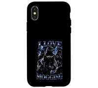 Custodia per iPhone X/XS Wolf Love Mogging Divertente Gen-Z Meme