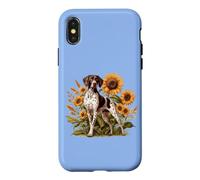 Custodia per iPhone X/XS Womens Girls Flowers Hunting Dog German Shorthaired Pointer