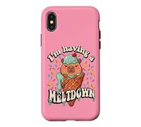 Custodia per iPhone X/XS Womens Girls I'm Having A Meltdown Ice Cream Capybara Lover