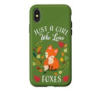 Custodia per iPhone X/XS Womens Kids Fall Leaves Boho Just A Girl Who Loves Foxes