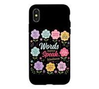 Custodia per iPhone X/XS Words Matter Speak Gentilezza Grafica floreale positiva