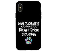 Custodia per iPhone X/XS Worlds Greatest Bichon Frise, simpatica stampa a forma di zampa di cane Love