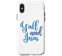 Custodia per iPhone X/XS Ya'll Need Jesus Easter Christian Church Uomini Donne Ragazzi Ragazza