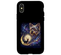 Custodia per iPhone X/XS Yorkshire Terrier Howling to the Moon Meme degli anni '90 Funny Dogs