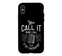 Custodia per iPhone X/XS You Call It Music I Call It My Therapist - Microfono vintage