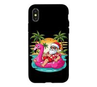 Custodia per iPhone X/XS Zattera da spiaggia di Babbo Natale