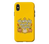 Custodia per iPhone X/XS Zucche Preghiera e lode Cristiano Autunno Design