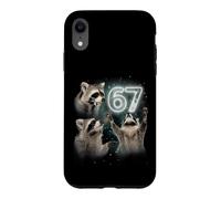 Custodia per iPhone XR 67 Meme Racoon Howling At The Moon 67 T-Shirt 6 7 Halloween