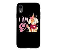 Custodia per iPhone XR 9 ° compleanno ragazza cane cuccioli bambini io sono 9