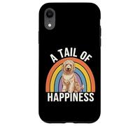 Custodia per iPhone XR A Tail of Happiness Golden Doodle Dog retrò arcobaleno