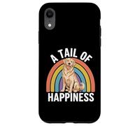 Custodia per iPhone XR A Tail of Happiness Golden Retriever Retro Rainbow