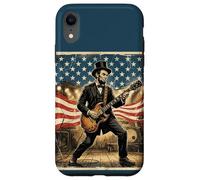 Custodia per iPhone XR Abraham Lincoln Playing Electric Guitar 4th of July Vintage