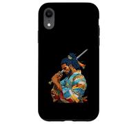 Custodia per iPhone XR Afro Americano Samurai Anime Cartoon Giapponese Bushido Guerriero