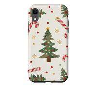 Custodia per iPhone XR Albero di Natale modello rosso bianco Candy Cane