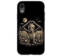 Custodia per iPhone XR Alien Heart Hand Sign Cute UFO Extraterrestre Love
