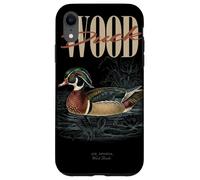 Custodia per iPhone XR Anatra vintage in legno per osservare gli uccelli, arte della natura e