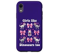 Custodia per iPhone XR Anche alle ragazze piacciono i dinosauri Pink Bow T-Rex Dino Lover Coquette