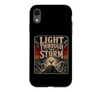 Custodia per iPhone XR Angelo croce cristiana con luce attraverso tempesta