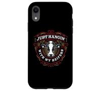 Custodia per iPhone XR Appena appeso con le mie giovani, meme divertente della fattoria della mucca