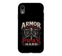 Custodia per iPhone XR Armor Up Pray Hard Christian Warrior Knight Faith