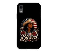 Custodia per iPhone XR Beata Cowgirl Nera Patriottica Western American Pride Queen