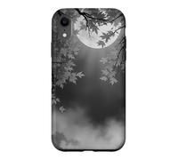 Custodia per iPhone XR Bianco E Nero Autunno Moonlit Night Forest Foglie