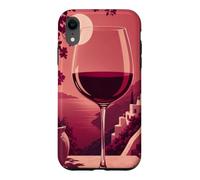 Custodia per iPhone XR Bicchiere da vino oversize minimalista su uno sfondo saturo