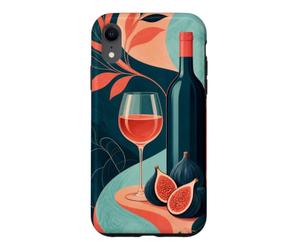 Custodia per iPhone XR Bicchiere di vino accanto a una bottiglia senza etichetta e fichi