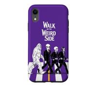 Custodia per iPhone XR Bigfoot - Scheletro alieno che attraversa la strada Strano Halloween