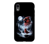 Custodia per iPhone XR Birdwatcher retrò Red Cardinal Bird che ulula alla luna degli anni '90
