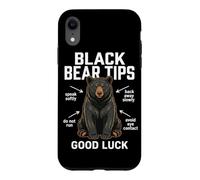 Custodia per iPhone XR Black Bear Tips Buona fortuna Escursionismo Fauna selvatica Umorismo Campeggio