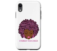 Custodia per iPhone XR Black Women Queen Stronger Than Breast Cancer Pink Ribbon