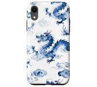 Custodia per iPhone XR Blu Cinese Drago Cinese Acquarello Arte - Asiatico Fortunato